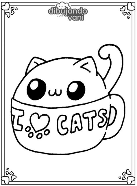 Dibujos de Gatos Kawaii para Colorear e Imprimir Gratis