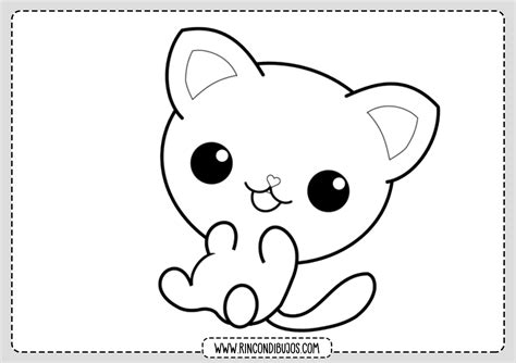 Dibujos de Gatos Kawaii para Colorear e Imprimir