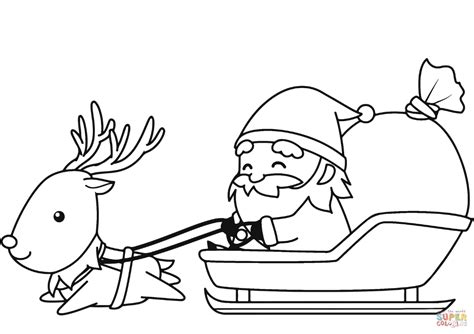 Dibujos de Papa Noel en trineo para colorear