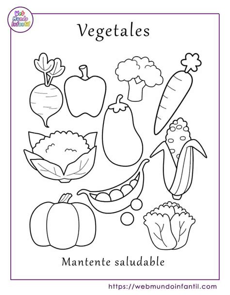 Dibujos para imprimir y colorear de alimentos saludables