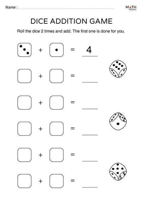 Dice Addition Worksheets Dice Math Worksheet 1st Grade - Dice Math Worksheet 1st Grade
