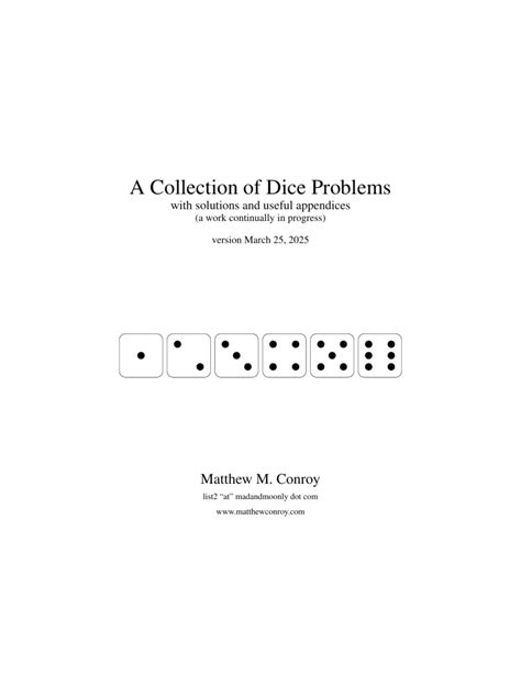 Dice Probability Problems And Solutions Pdf