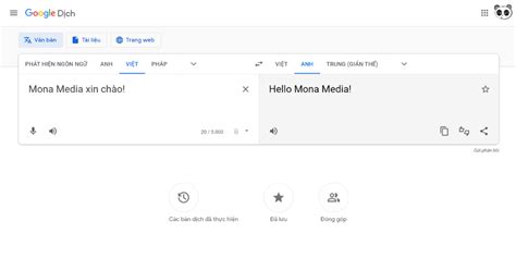 dich google | Pht hin ngn ng Vit Google Dch