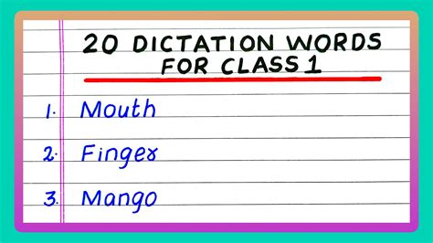 Dictation For Class 1