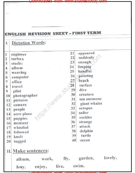 Dictation For Class 2