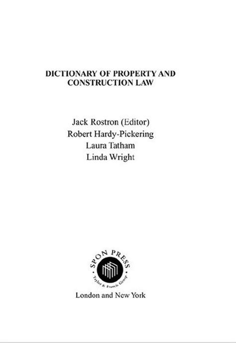 Dictionary Of Property And Construction Law