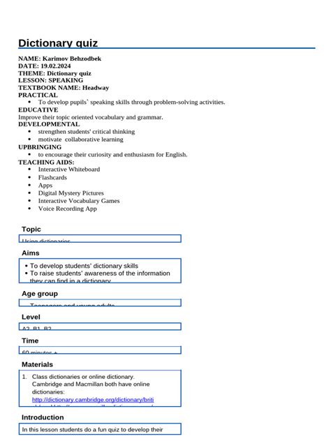 Dictionary Skills Pitt