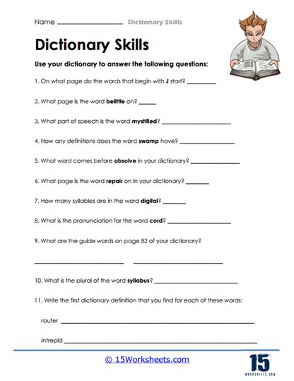 Dictionary Skills Worksheets Using The Dictionary Worksheet - Using The Dictionary Worksheet
