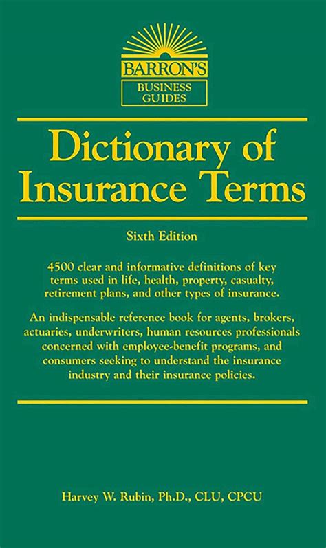 Read Dictionary Of Insurance Terms Barrons Business Dictionaries Barrons Dictionary Of Insurance Terms 