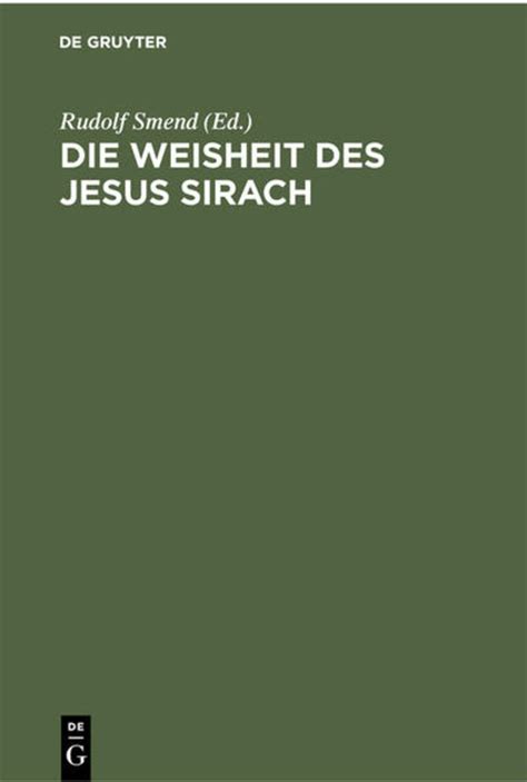Full Download Die Weisheit Des Jesus Sirach German Edition 