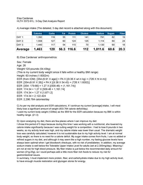 Read Diet Analysis Report Paper 