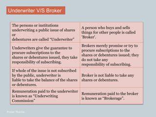 difference between brokerage and underwriting commission
