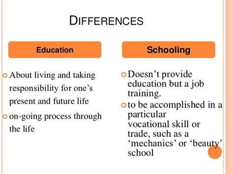 difference between education and schooling pdf