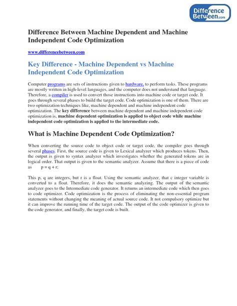 Difference Between Machine Dependent And Independent Assembler