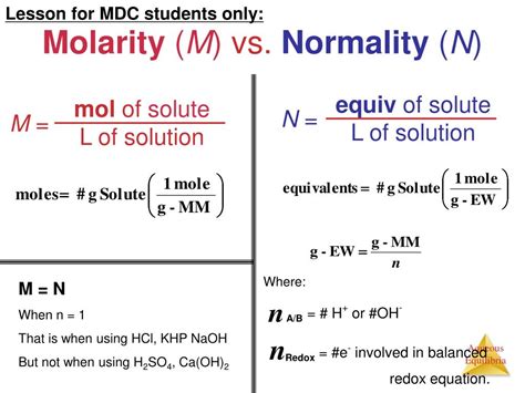 Difference Between Molarity And Normality