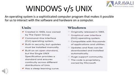 difference between unix and windows