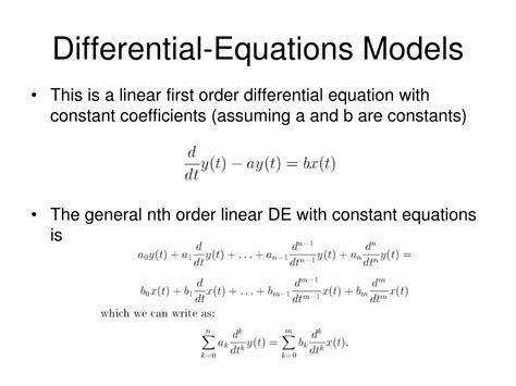 Differential Equations As Mathematical Models
