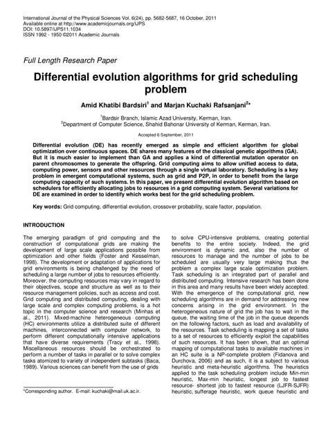 differential evolution algorithms for grid scheduling problem