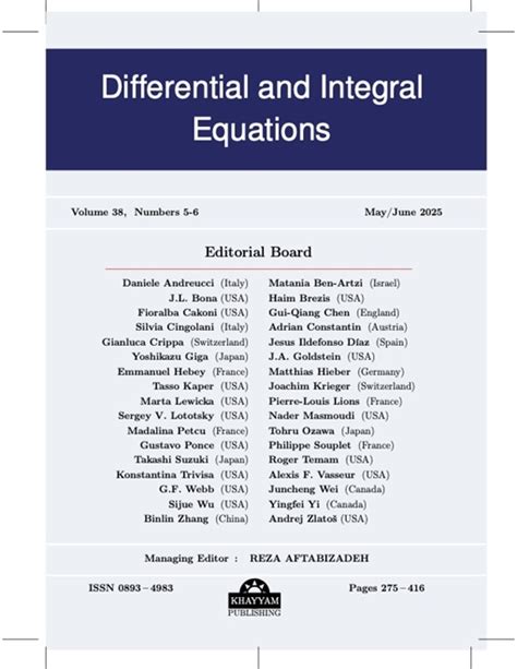 Full Download Differential And Integral Equations Journal 