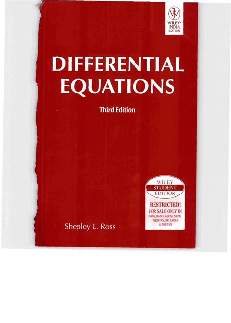 Read Differential Equations 3Rd Edition Shepley L Ross 
