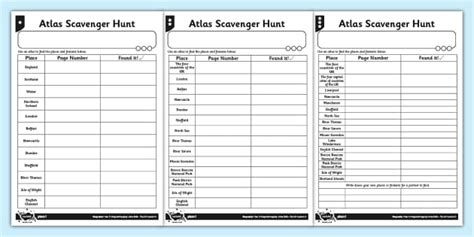 Differentiated Atlas Scavenger Hunt Worksheet Twinkl Map Scavenger Hunt Worksheet - Map Scavenger Hunt Worksheet