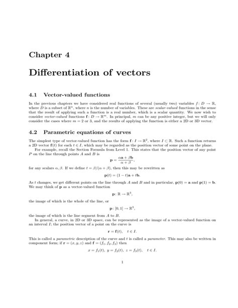 Differentiation Of Vectors