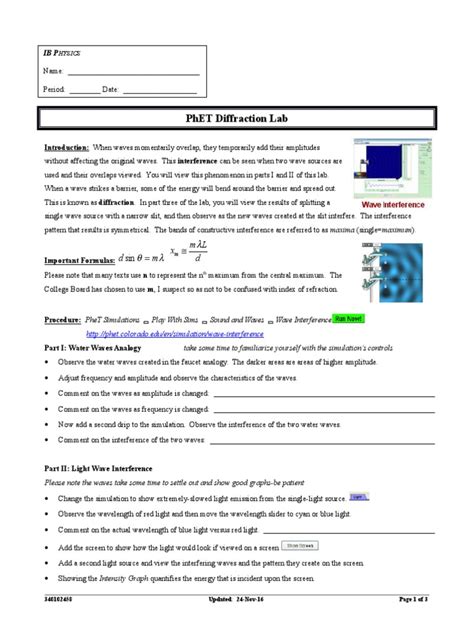 Diffraction Phet Lab Answers