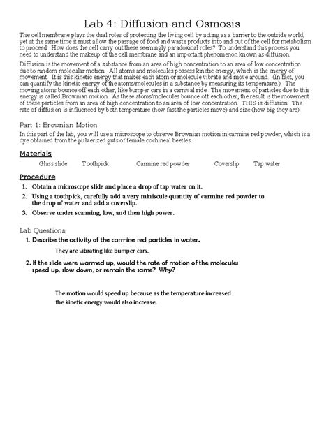 diffusion and osmosis lab answer key