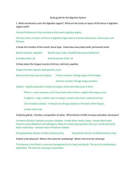 Download Digestive System Study Guide Answers 