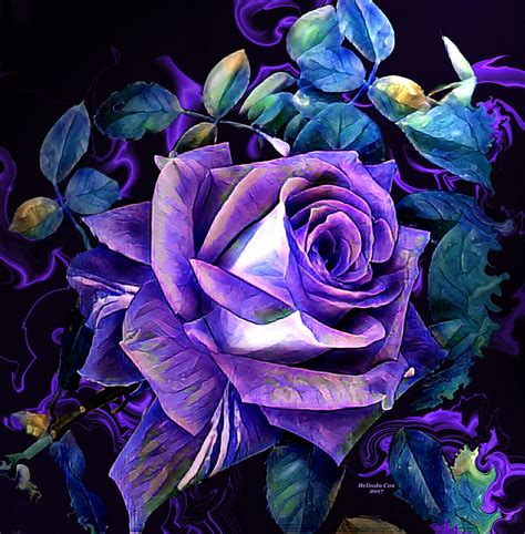 Digital Art Painting Of Purple Flowers Up Close Paintings Of Purple Flowers - Paintings Of Purple Flowers