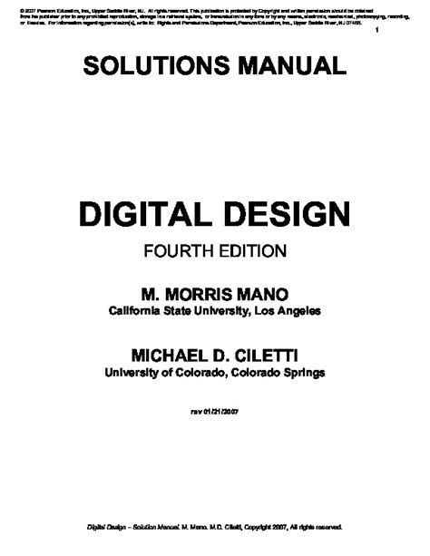 Digital Design Fourth Edition Solution Manual