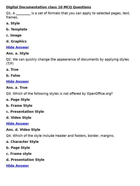 Digital Documentation Class 10 Mcq With Answers