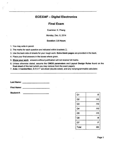 Digital Electronics Final Exam Cheat Sheet