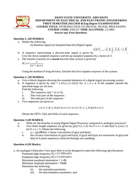 Digital Image Processing Examination Questions
