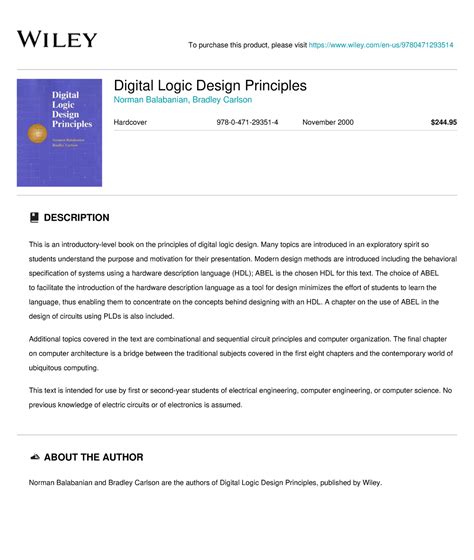 Digital Logic Design Principles Wiley Home