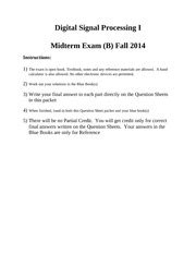 Digital Signal Processing Midterm 1 Solution