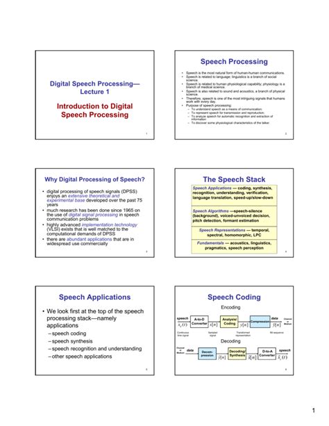 digital speech processing electrical and computer engineering
