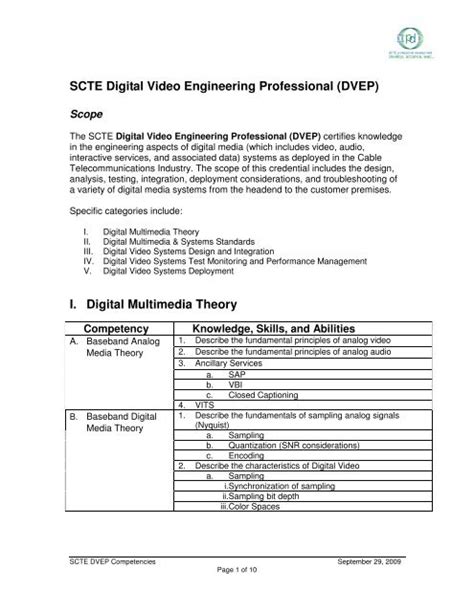 Digital Video Engineering Professional Dvep Resources Scte Pdf
