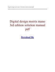 Read Online Digital Design By Morris Mano 3Rd Edition Solution Manual File Type Pdf 