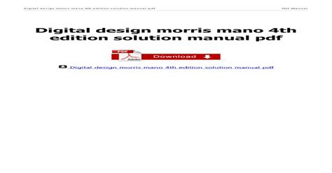 Download Digital Design Morris Mano 4Th Edition Solution Manual 