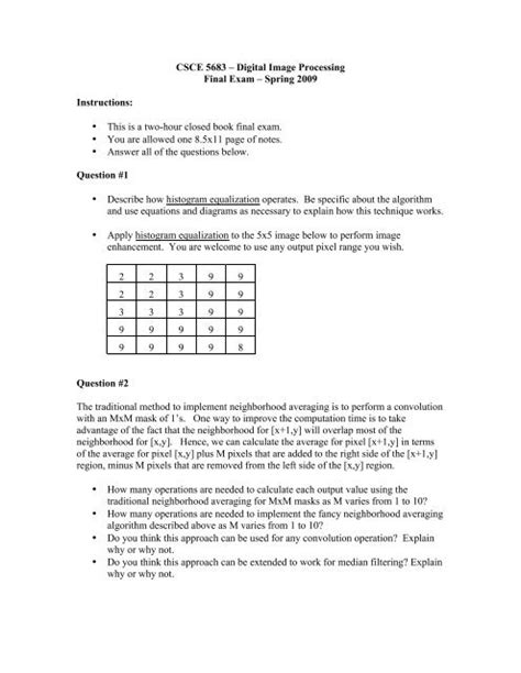 Read Digital Image Processing Exam Solution 