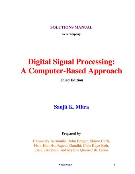 Download Digital Signal Processing Sanjit K Mitra 3Rd Edition Solution Manual 
