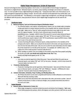 Download Digital Stage Management Scripts Paperwork 