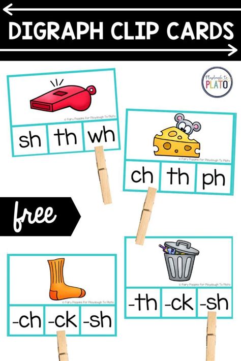 Digraph Clip Cards For Kindergarten And First Grade Kindergarten Digraphs - Kindergarten Digraphs