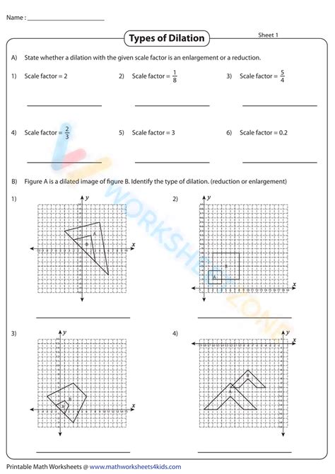 Dilation And Scale Factor Worksheet