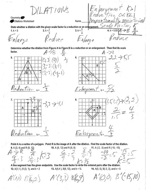 dilations with answers