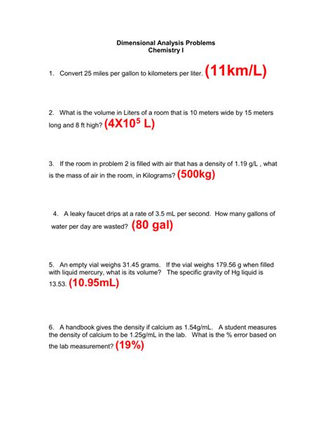 Read Online Dimensional Analysis Questions And Answers 
