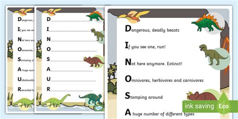 dinosaur acrostic poem answer