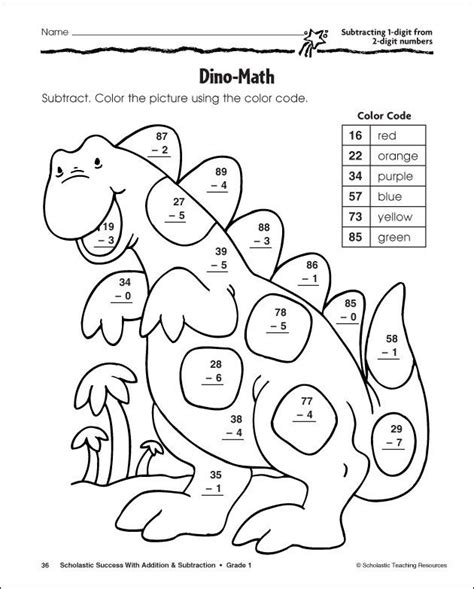 Dinosaur Math Coloring Activities Color Math Activities - Color Math Activities