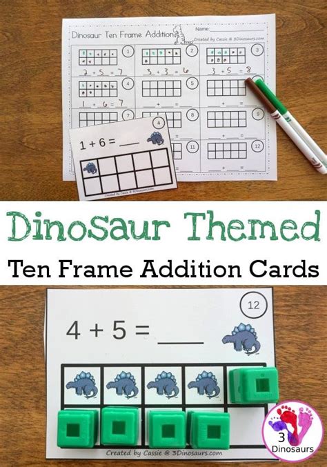 Dinosaur Ten Frame Addition Math Dinosaur - Math Dinosaur